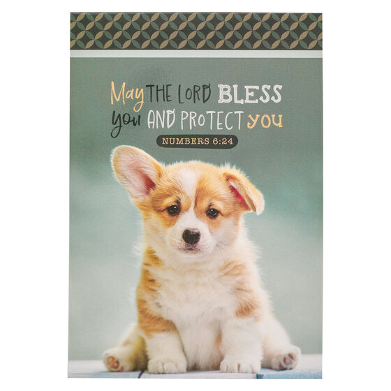 May The Lord Bless You Green Puppy Notepad - Numbers 6:24 - Re-vived
