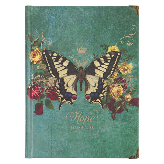 Teal Hope Butterfly Hardcover Journal - Isaiah 40:31 - Re-vived