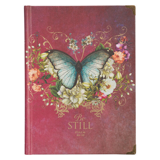 Pink Be Still Butterfly Hardcover Journal - Psalm 46:10 - Re-vived