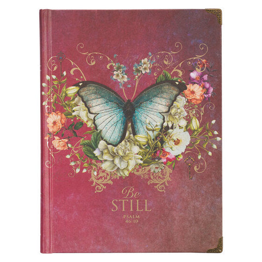 Pink Be Still Butterfly Hardcover Journal - Psalm 46:10 - Re-vived