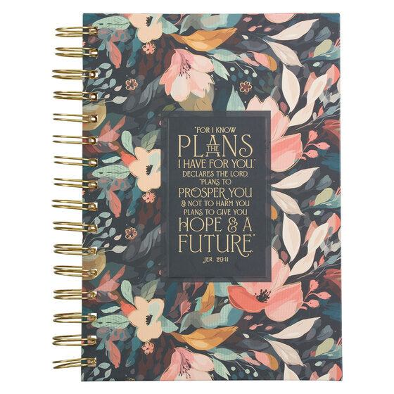 Hope And A Future Midnight Botanical Large Wirebound Journal - Re-vived