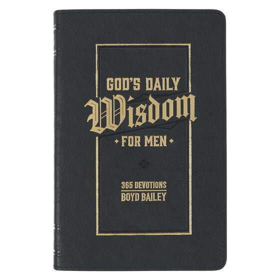 God's Daily Wisdom for Men Black Faux Leather Devotional - Re-vived