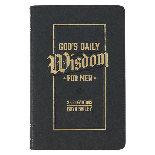 God's Daily Wisdom for Men Black Faux Leather Devotional - Re-vived