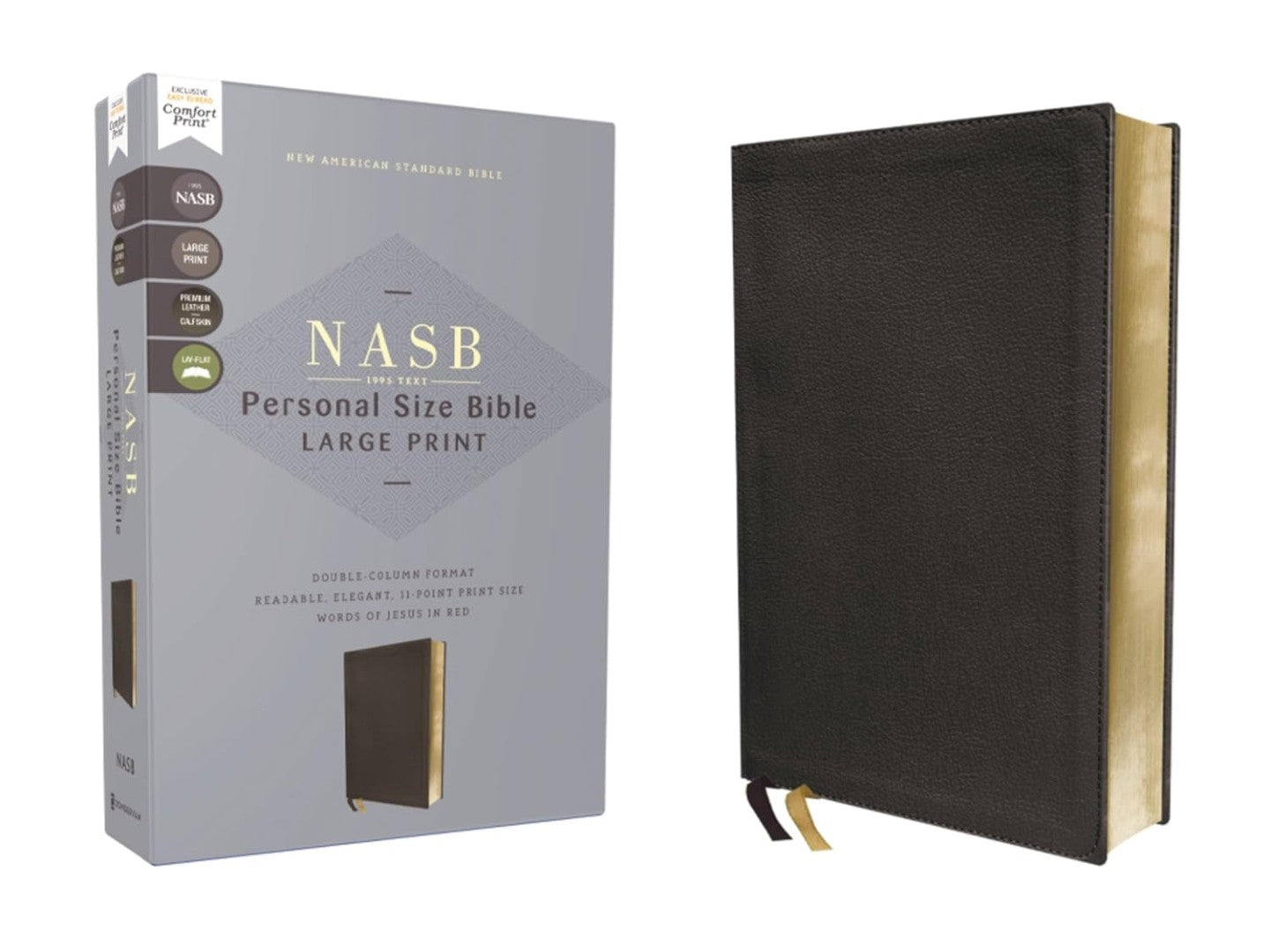 NASB, Personal Size Bible, Large Print, Genuine Leather - Re-vived