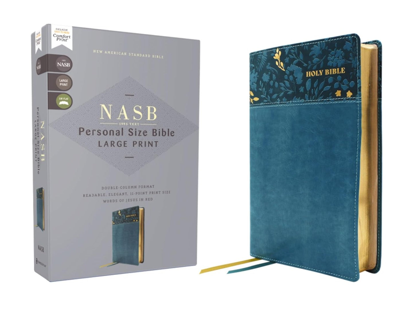 NASB, Personal Size Bible, Large Print, Leathersoft, Teal - Re-vived