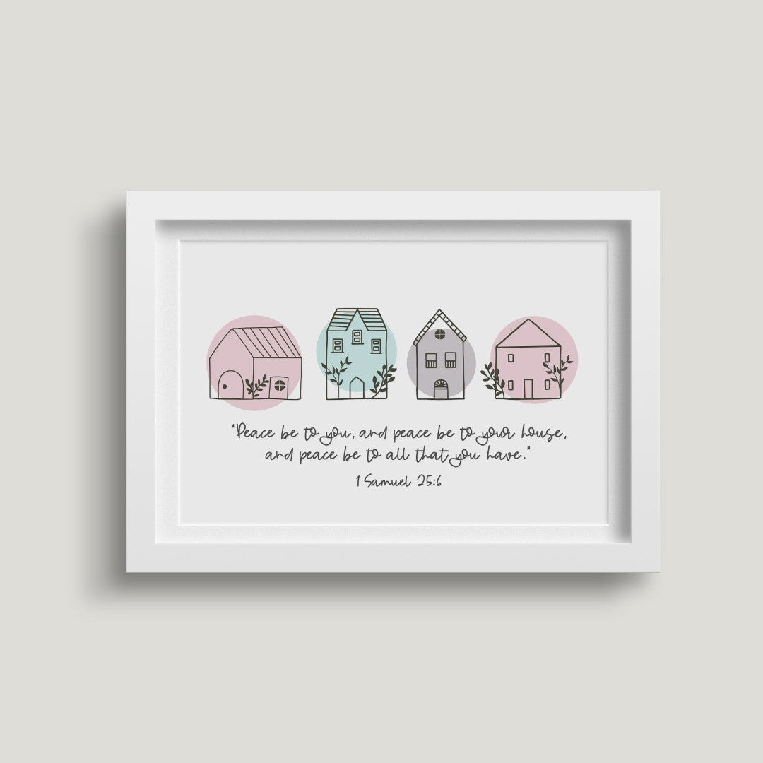 Peace Be To Your House (Scandi Home) 7X5 White Framed Print - Re-vived