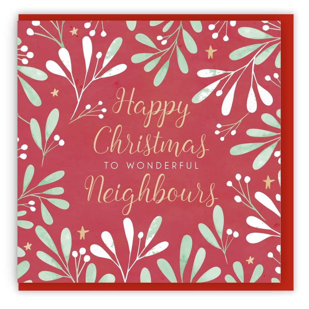 Happy Christmas To Wonderful Neighbours Single Christmas Car - Re-vived