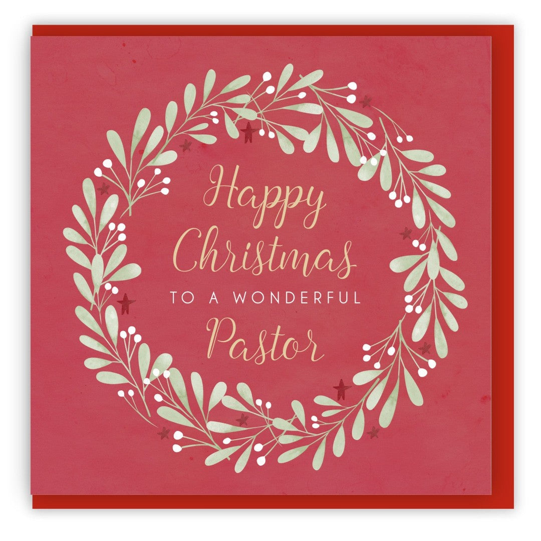 Happy Christmas To A Wonderful Pastor Single Christmas Card - Re-vived