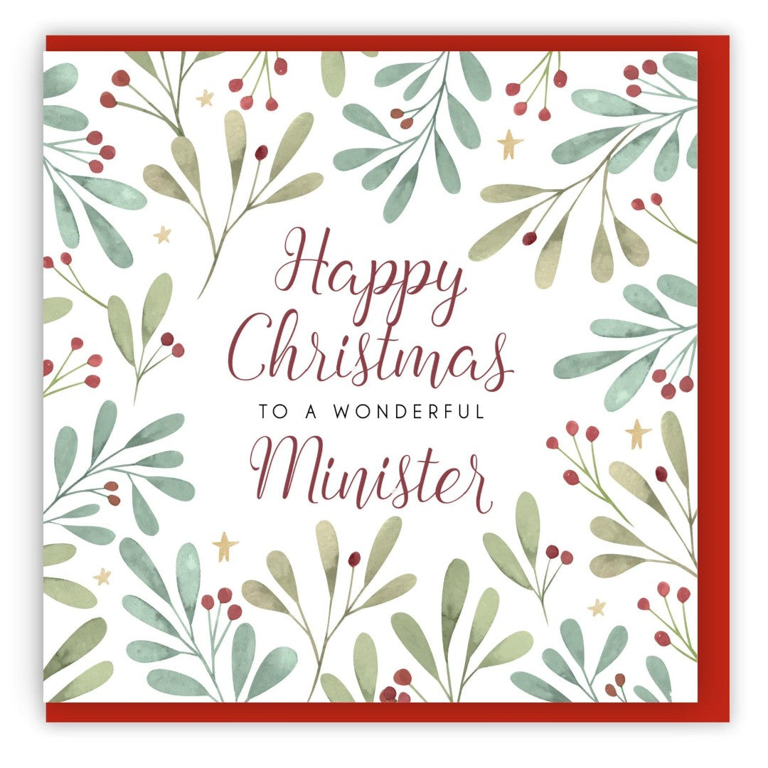Happy Christmas To A Wonderful Minister Single Christmas Car - Re-vived