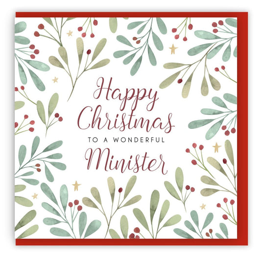 Happy Christmas To A Wonderful Minister Single Christmas Car - Re-vived