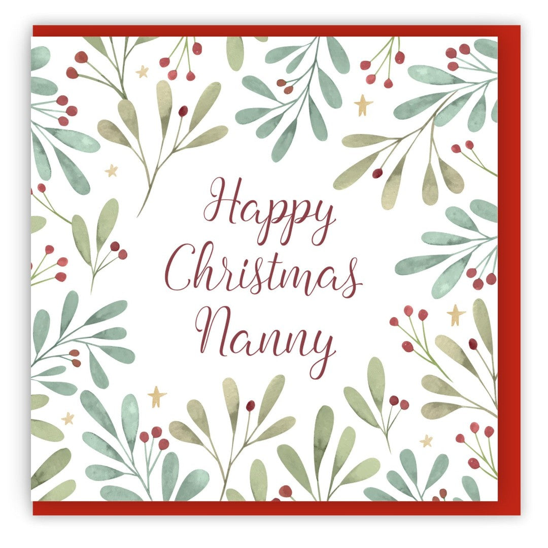Happy Christmas Nanny Single Christmas Card - Re-vived