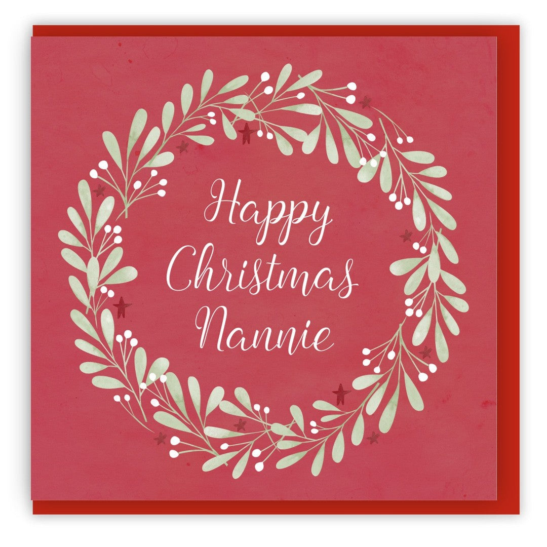 Happy Christmas Nannie Single Christmas Card - Re-vived