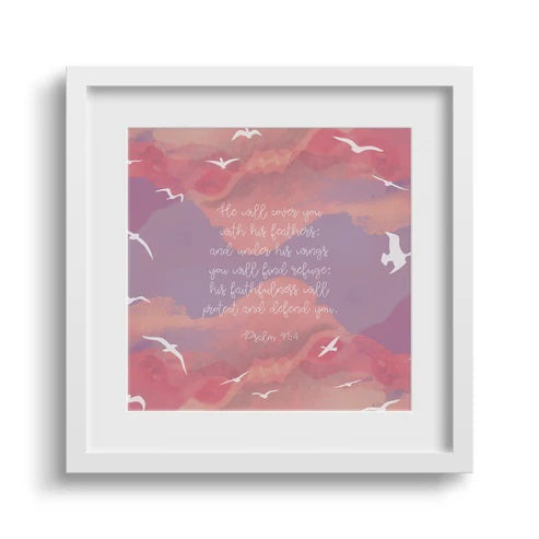Under His Wings 6X6 White Framed Print - Re-vived
