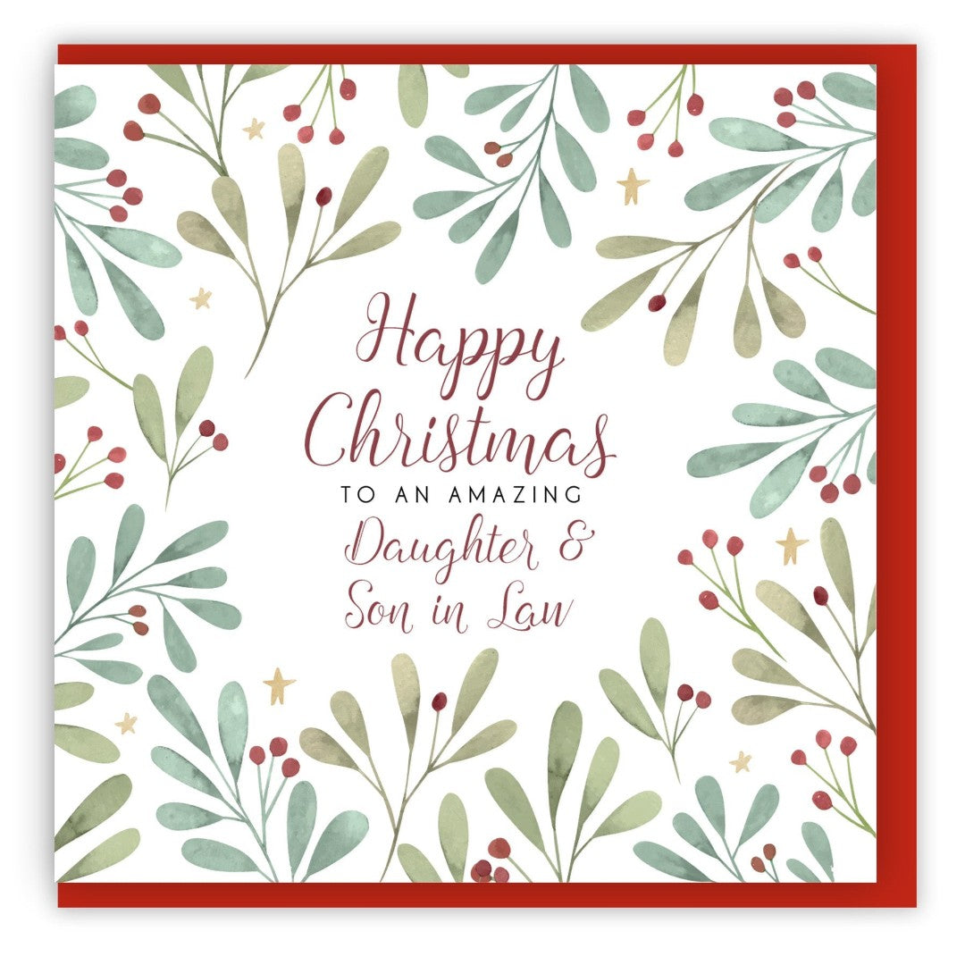 Happy Christmas Daughter & Son In Law Single Christmas Card - Re-vived