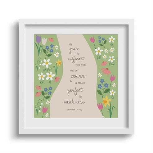 My Grace Is Sufficient 6X6 White Framed Print - Re-vived