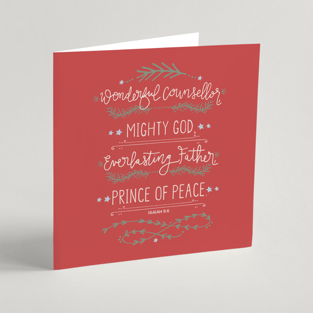 Wonderful Counsellor Red Christmas Cards - 10 Pack - Re-vived