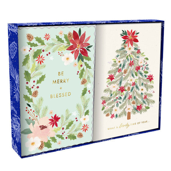Christmas Boxed Cards: Floral Assortment (Pack of 18) - Re-vived