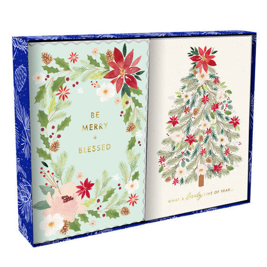 Christmas Boxed Cards: Floral Assortment (Pack of 18) - Re-vived