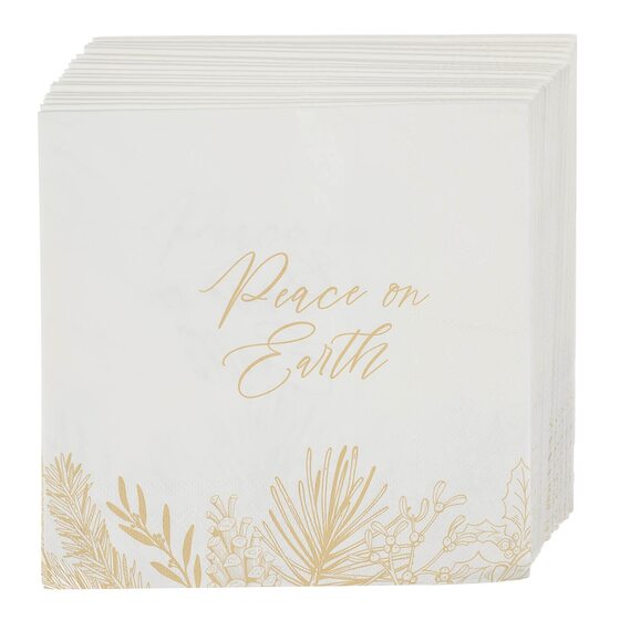Peace on Earth Golden Pine Paper Napkin Set - Re-vived