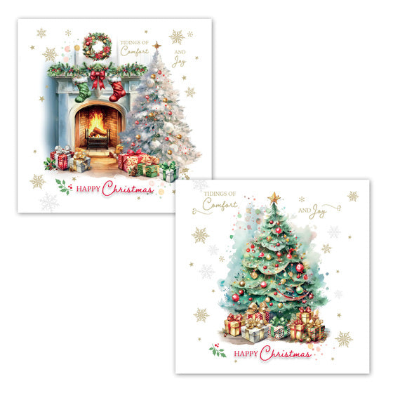 Christmas Boxed Cards: Fireplace/Tree (Box of 16) - Re-vived