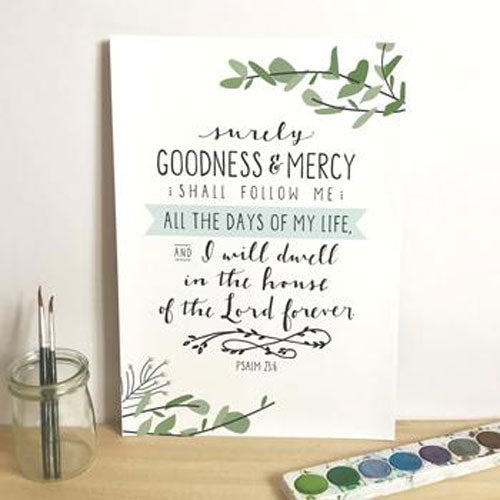 Surely Goodness and Mercy by Emily Burger - A5 Print - Re-vived
