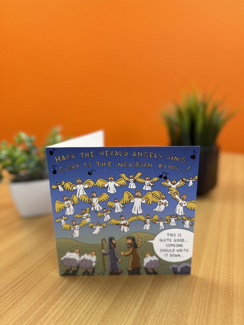 Angels Singing Carols Christmas Card - Nutty Nativity - Re-vived
