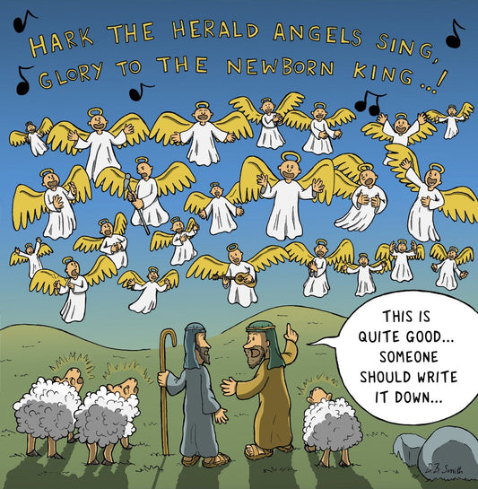 Angels Singing Carols Christmas Card - Nutty Nativity - Re-vived