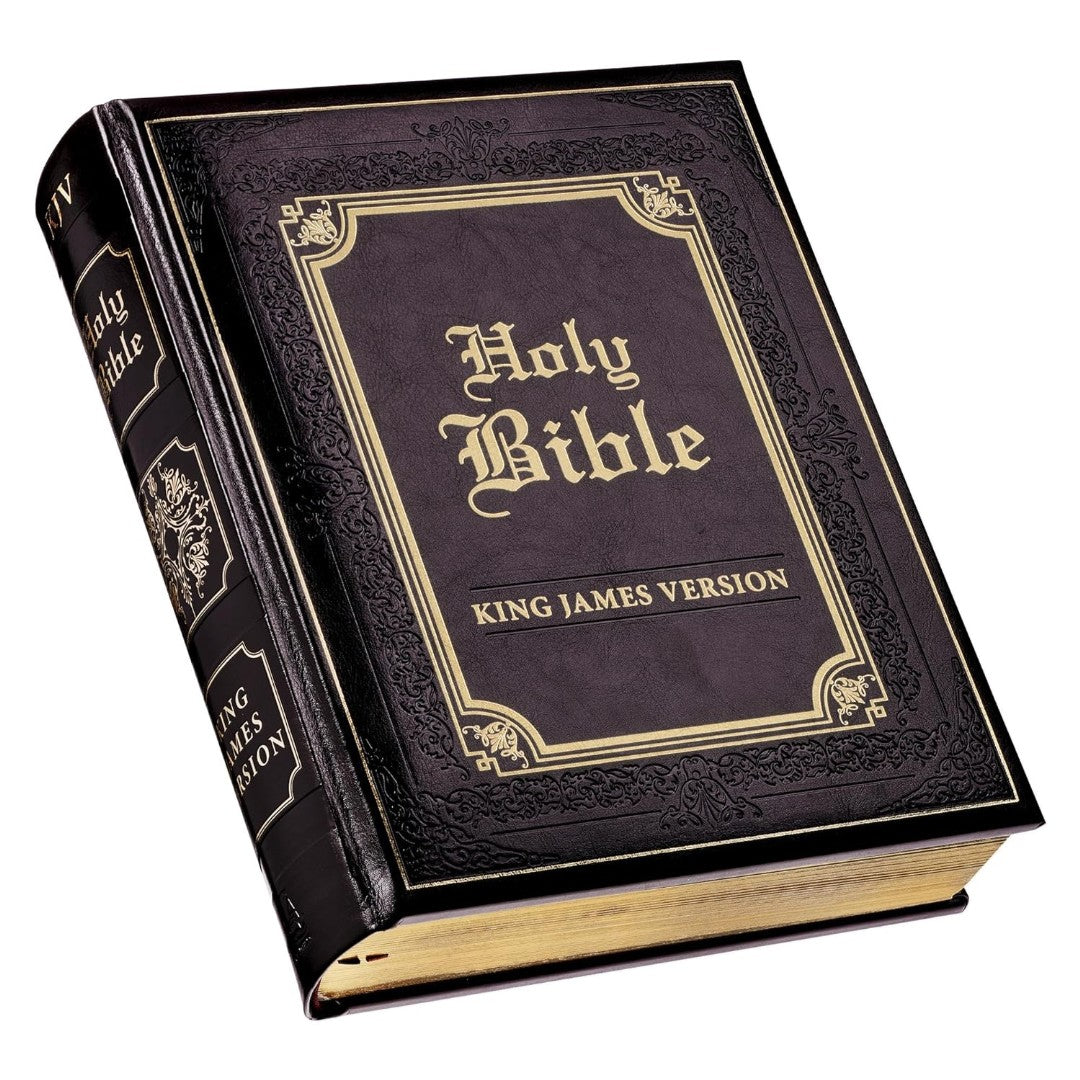 Dark Brown Faux Leather Hardcover King James Version Family - Re-vived
