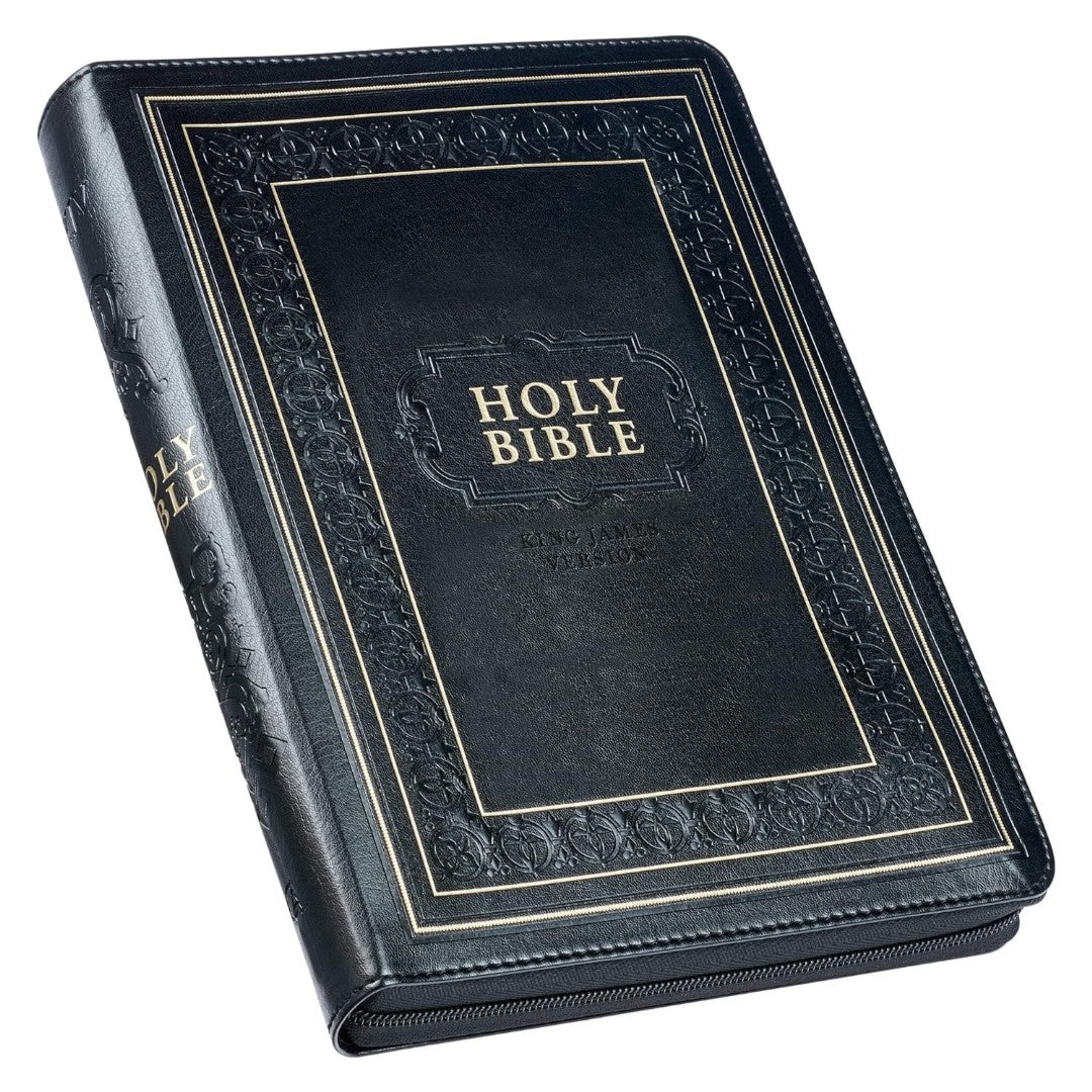 Black Framed Faux Leather Giant Print Full-Size KJV - Re-vived
