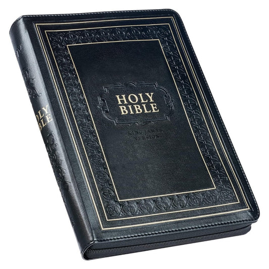 Black Framed Faux Leather Giant Print Full-Size KJV - Re-vived
