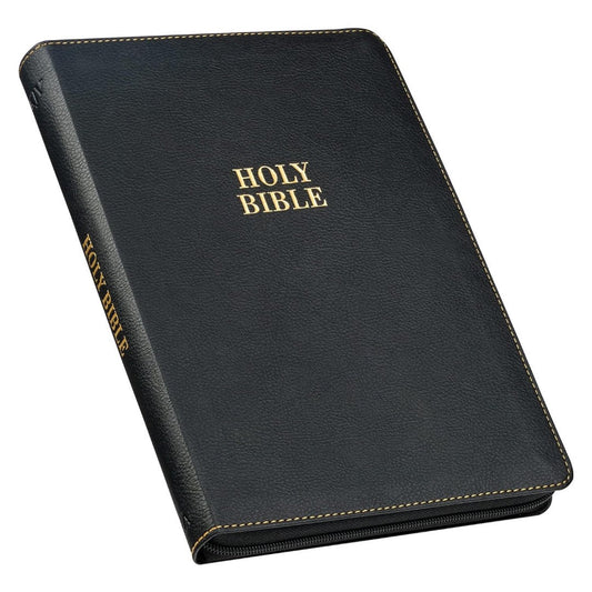 Black Faux Leather Large Print Thinline KJV Bible - Re-vived
