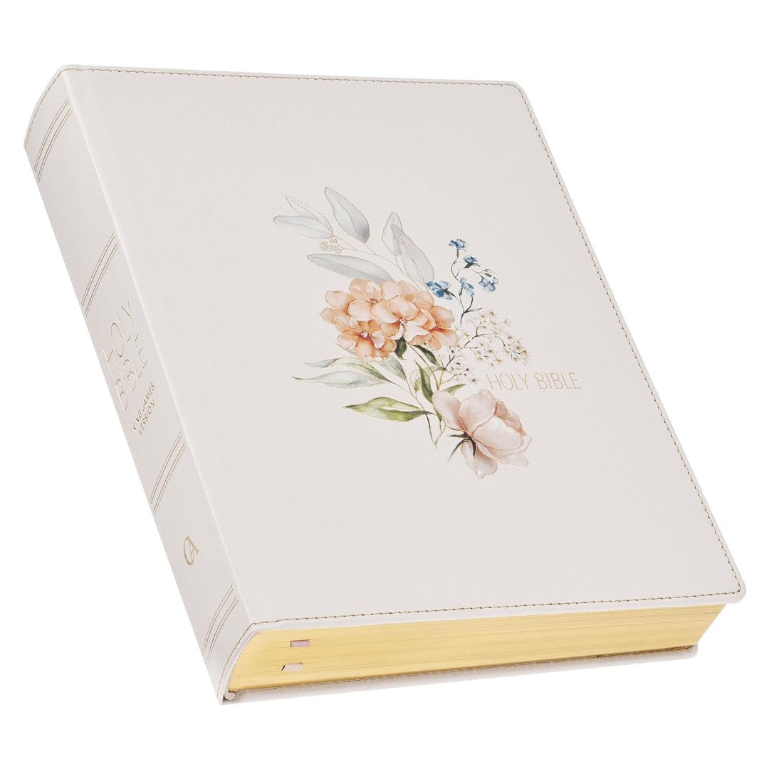 Blush Bouquet Faux Leather Hardcover Large Print King James - Re-vived