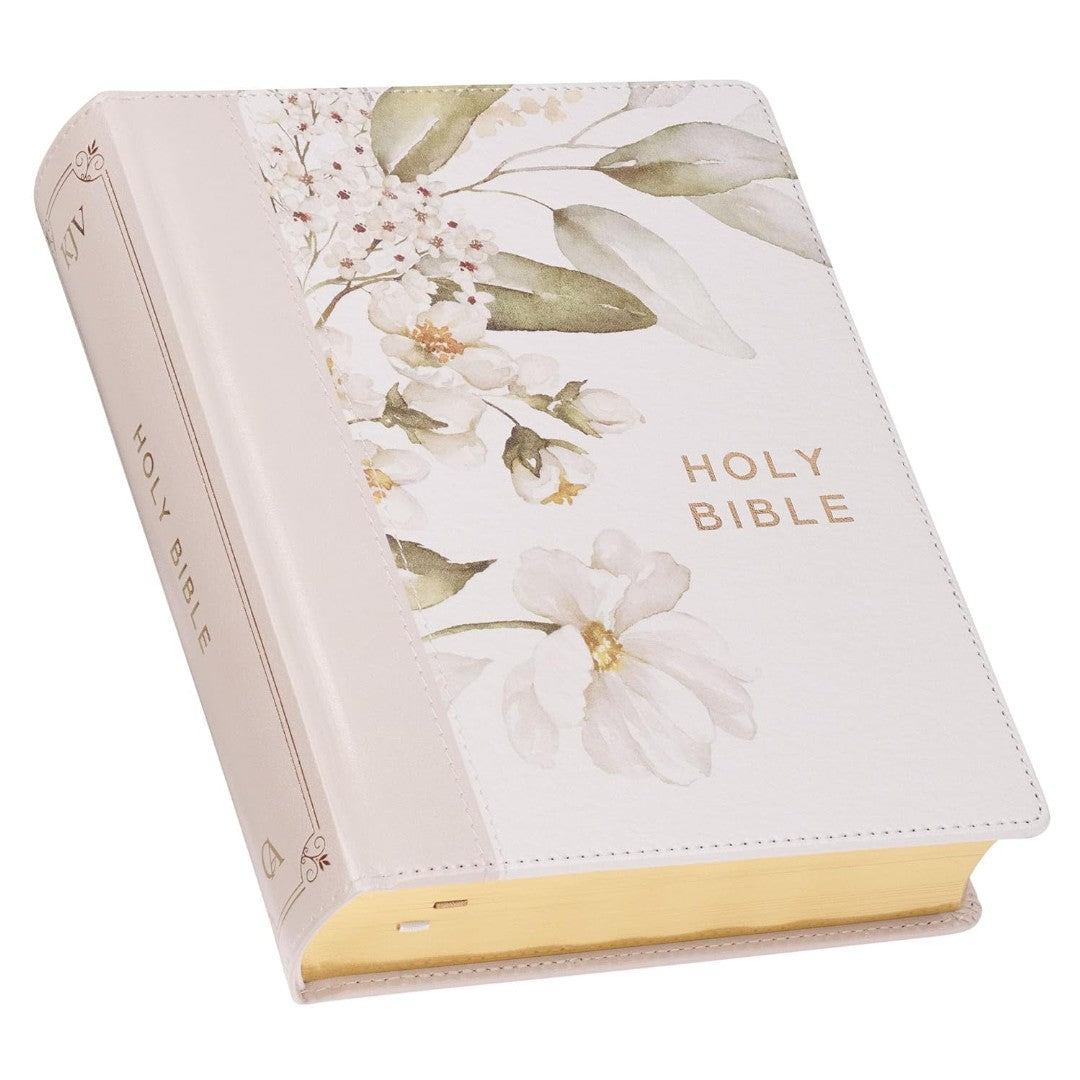 Feather Grey Floral Faux Leather Hardcover KJV - Re-vived