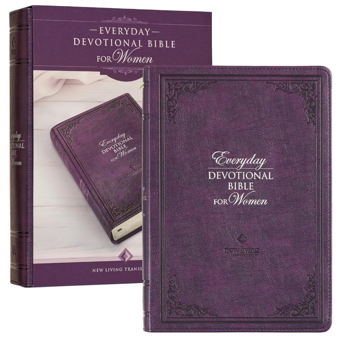 Framed Purple Faux Leather NLT Everyday Devotional Bible - Re-vived