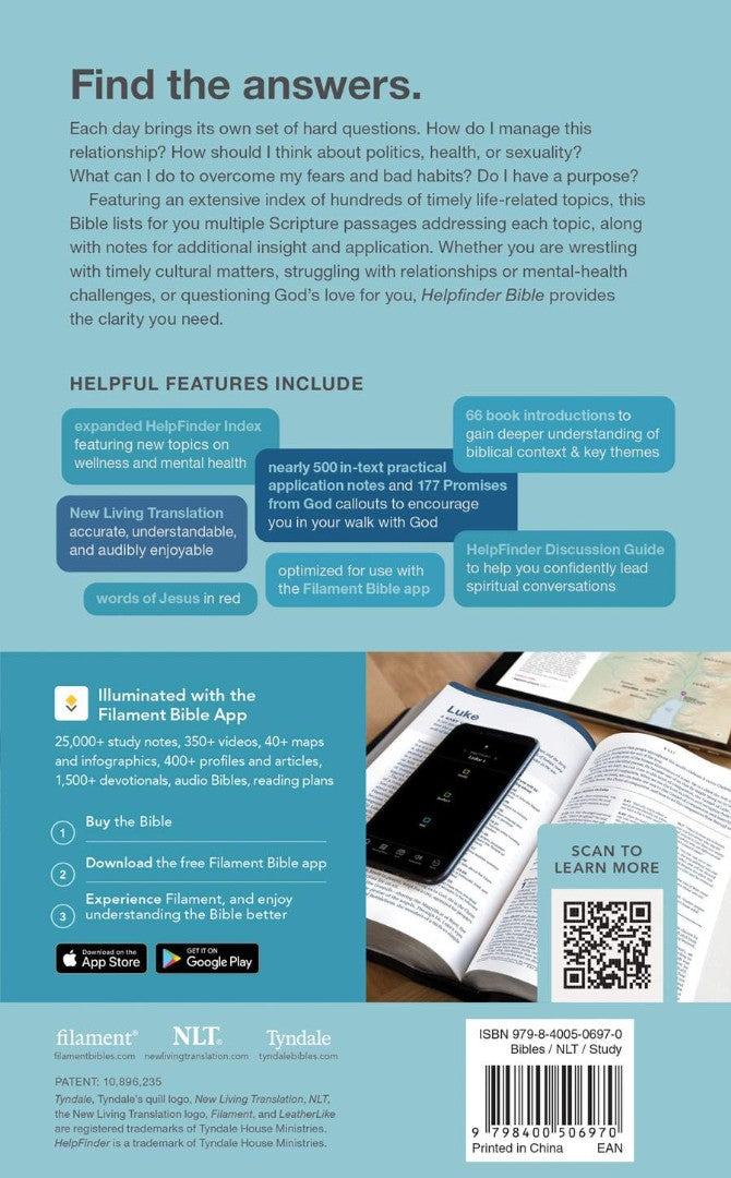 NLT Helpfinder Bible Filament Enabled - Re-vived