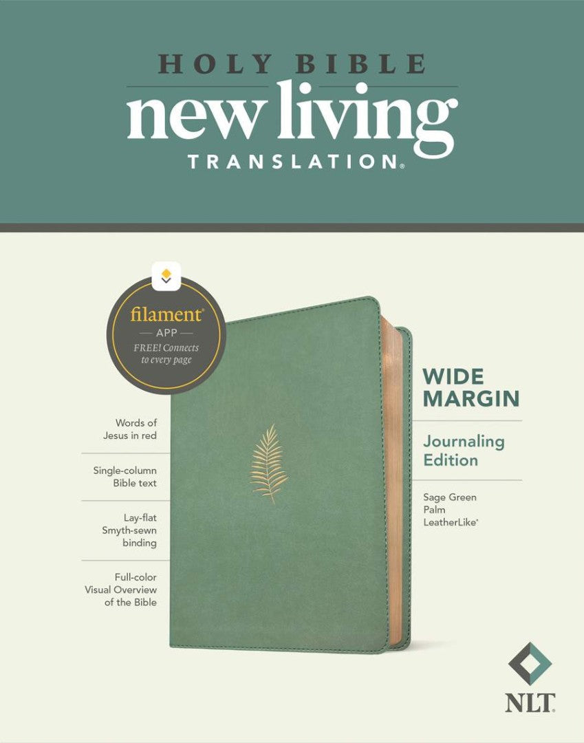 NLT Wide Margin Bible, Filament Enabled, Sage Green - Re-vived