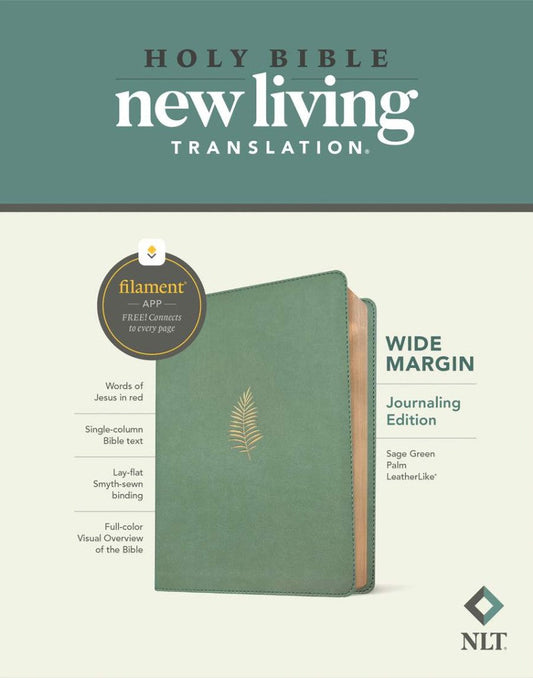 NLT Wide Margin Bible, Filament Enabled, Sage Green - Re-vived