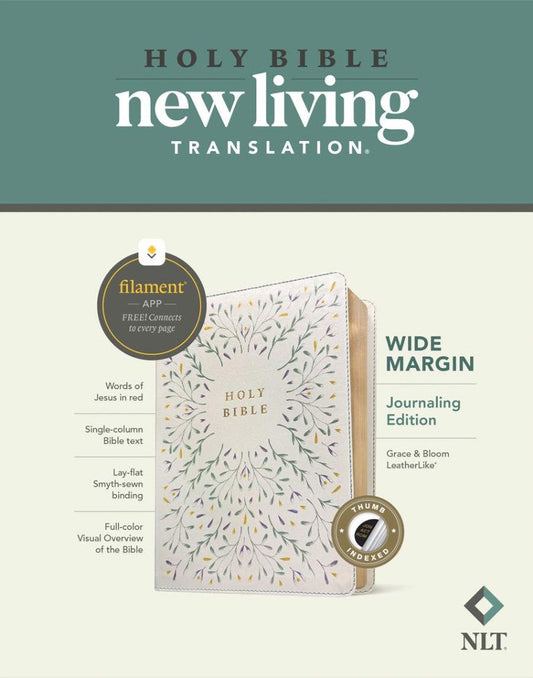 NLT Wide Margin Bible, Filament Ed., Grace & Bloom, Indexed - Re-vived
