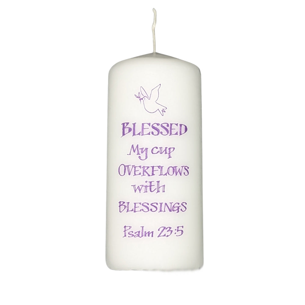 Blessed - Psalm 23:5 - Pillar Candle - Re-vived