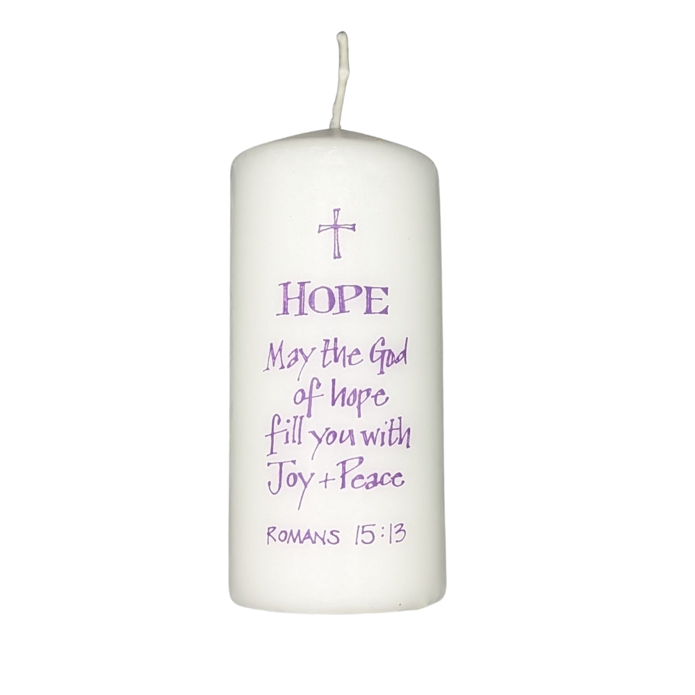 Hope - Romans 15:13 - Pillar Candle - Re-vived