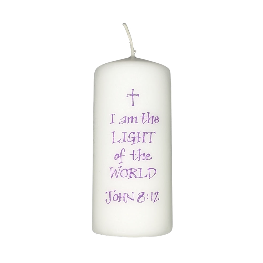 I Am The Light - John 8:12 - Pillar Candle - Re-vived
