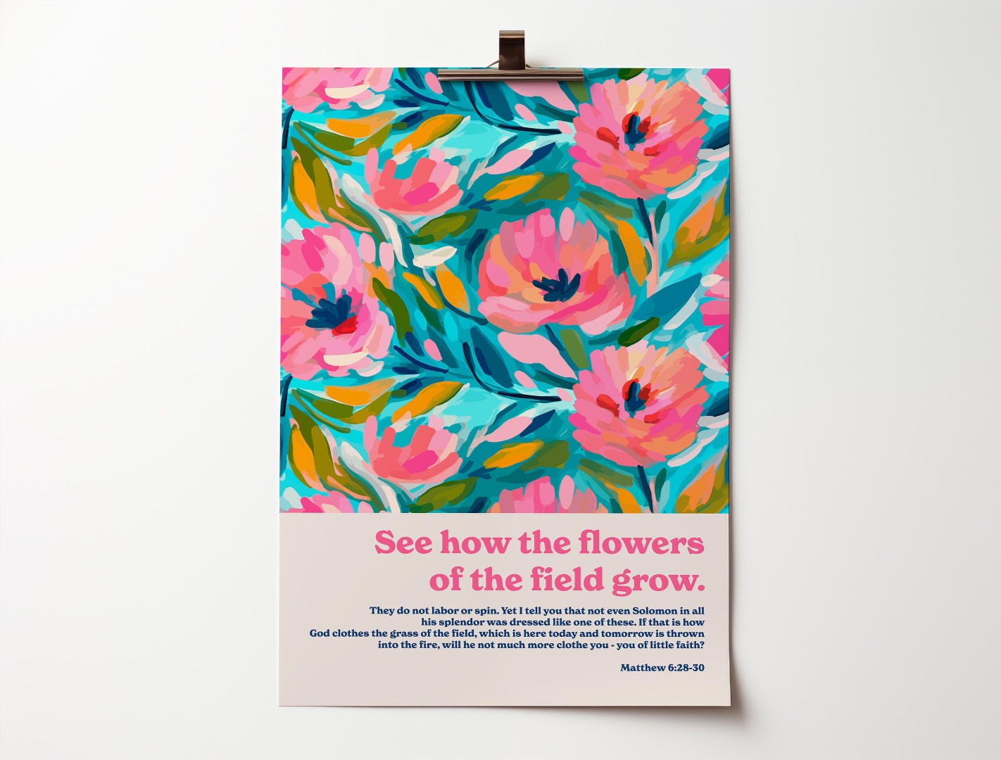 See How The Flowers Grow Matthew 6 A4 Poster - Re-vived