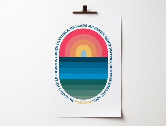 Psalm 23 (White Background) A4 Poster - Re-vived