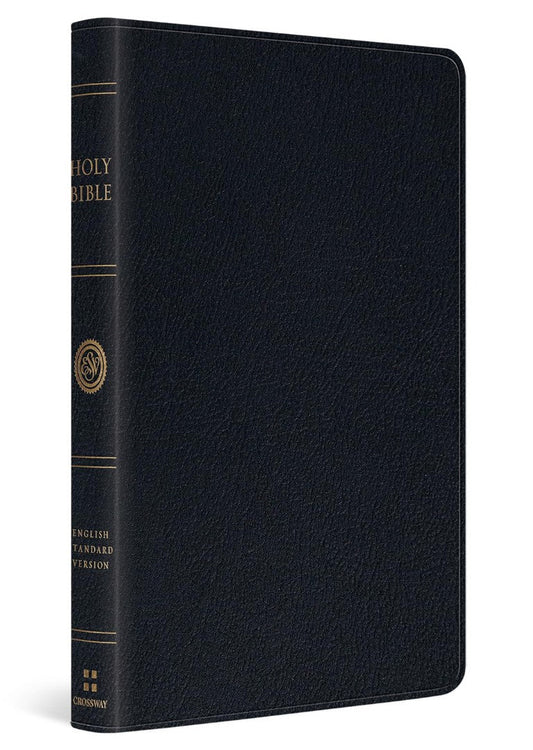 ESV Large Print Thinline Bible, Genuine Leather, Black - Re-vived