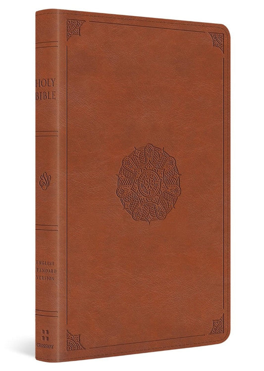 ESV Large Print Thinline Bible, English Saddle - Re-vived
