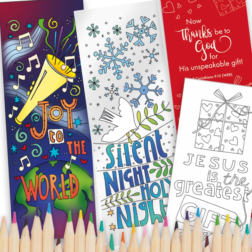 Christmas Colouring Bookmarks, Pack Of 10 - Re-vived