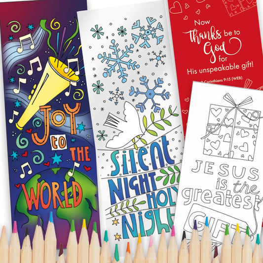 Christmas Colouring Bookmarks, Pack Of 10 - Re-vived