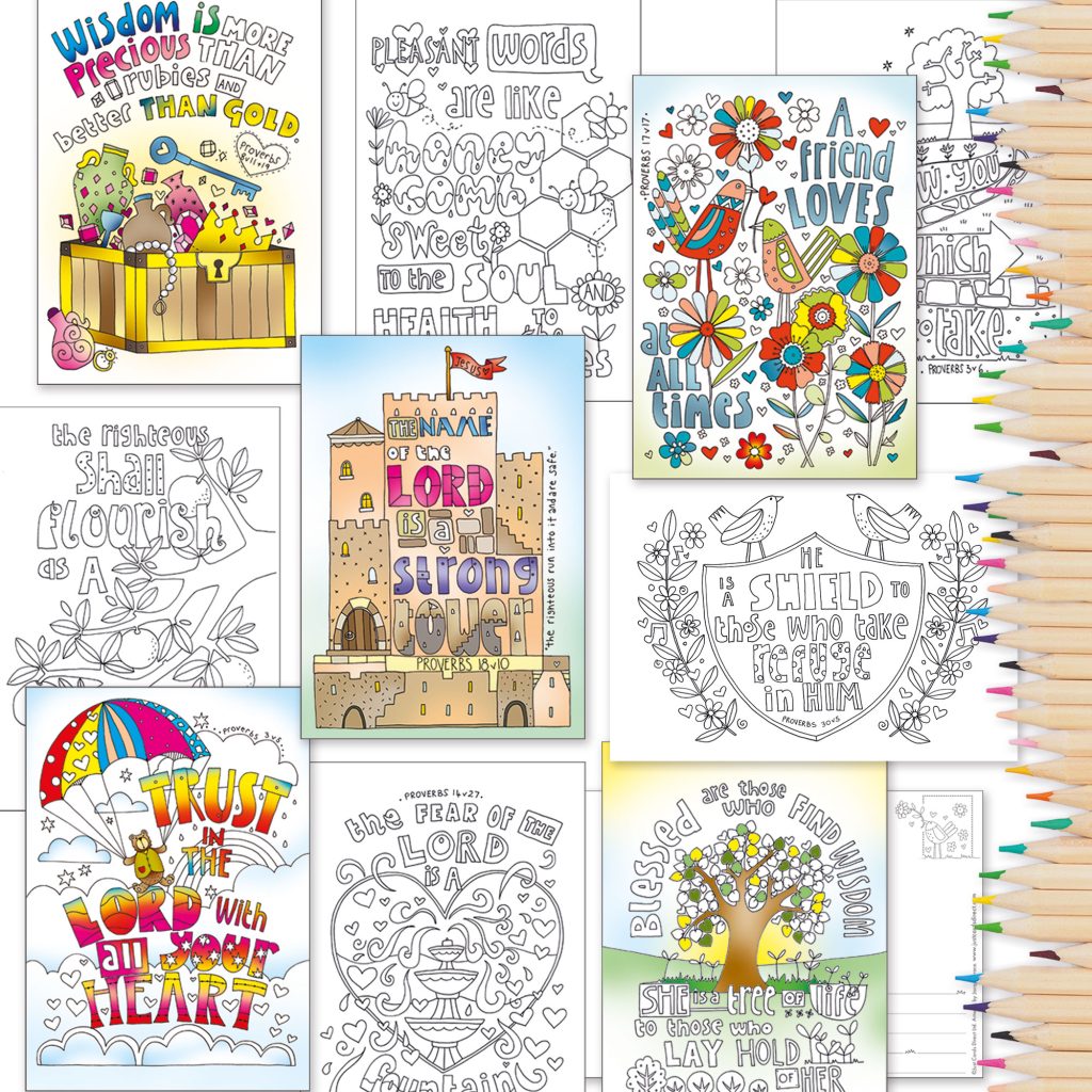 10 Exploring Proverbs Colouring Postcards - Re-vived