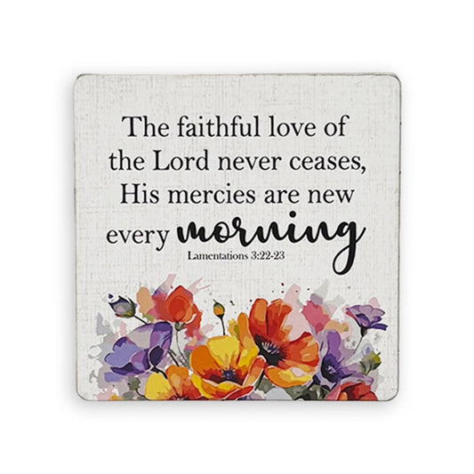Set of 6 coasters-The Faithful Love Of The Lord Never Ceases - Re-vived