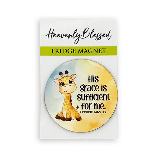 Round Fridge Magnet – His Grace Is Sufficient For Me - Re-vived
